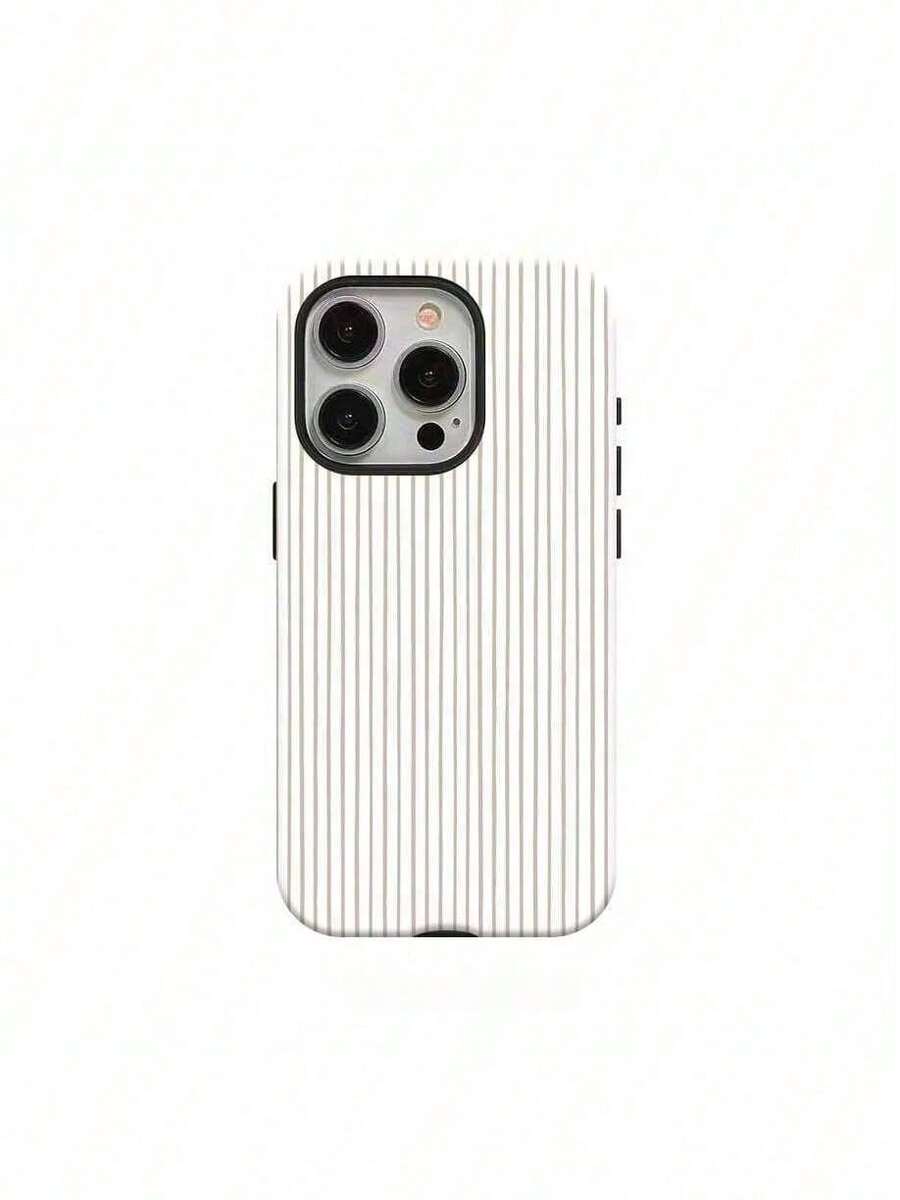 Minimalist Light Khaki Striped Phone Case For Iphone 16 Pro Max, 15 Pro, 13, 11, 12, XS, 8 Plus, And 7.Suitable For IPhone 17 Air - 白色 - 查看 1