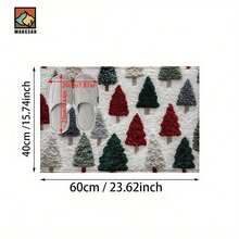 1pc Christmas Tree Bathroom Non-Slip Mat, Machine Washable, Holiday Decor For Bathroom, Doorway, Kitchen - Festive Green & White Design, Perfect Gift For Christmas, Christmas Decorations - Multicolor - View 6