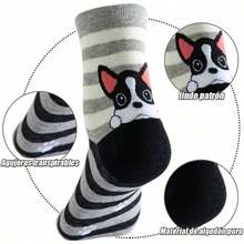 5 Pares Calcetines Mujer Divertidos Calcetas Deportivas para Mujer con un Adorable y Divertido Estampado de Animalitos Calcetines de Media Pantorrilla Suaves y Transpirable. - Perroa Rayas - Ver 4