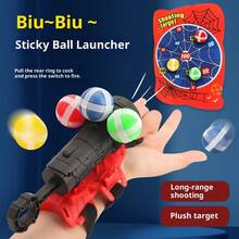 Spider Web Bracelet Sticky Ball Launcher Set! Includes Target Board & Gloves, Interactive Shooting Toy, Sticky Target Ball Launcher Battle Fun Game - Multicolor - View 4