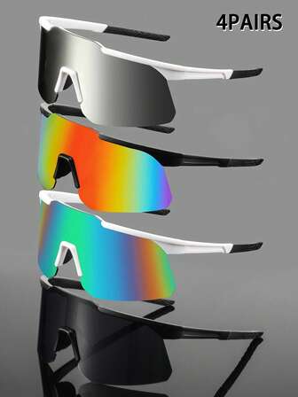 1副/4副装超大一体式环绕塑料镜片半框休闲简约时尚眼镜，时尚朋克简约高品质眼镜，百搭配饰，休闲搭配，男女通用