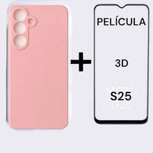 Kit Capa Capinha Veludo Moto G86 + Película 3D - Rosa - Visão 1