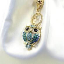Fashionable Creative Owl Keychain Pendant, Alloy Rhinestone Enamel Craft Gift Keyring, Car Hanging Accessory - Multicolor - View 1