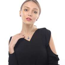 AILUOR Five-Pointed Star Sapphire Crystal Pendant Necklace, Fashion Silver Crystal Hollow Star Jewelry For Women,Blue - Màu xanh lam - Xem 6