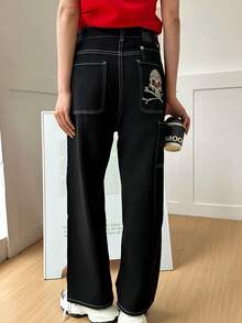 Men's Baggy Hip-Hop Jeans - Oversized Loose Fit Denim Pants With Streetwear Style - Perfect For Urban Fashion & Casual Outfits - N41 Đen - Xem 2