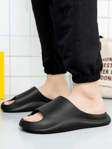 男士家居拖鞋、室内拖鞋、水鞋、浴室拖鞋、卧室拖鞋、平底拖鞋、轻便情侣厚底拖鞋 - 黑色 - 查看 7