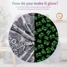 Glow-In-The-Dark Blanket, Birthday, Christmas, Easter Gift - Soft Plush Flannel Throw Blanket, Gray Game Controller Print Pattern. Ideal Gift For Kids, Grandchildren, Babies, Toddlers, Birthdays, Christmas! - Multicolor - View 6