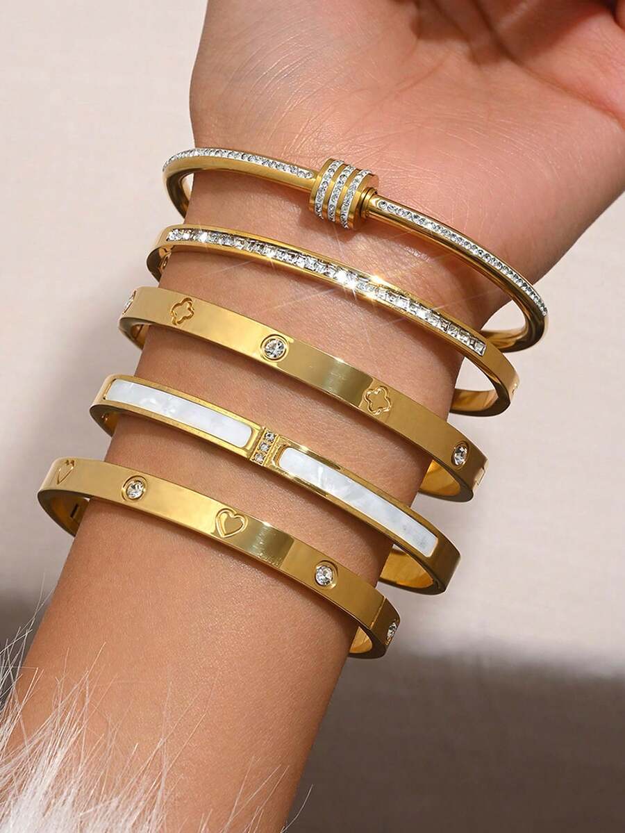 Set de 5 piezas de pulseras de acero inoxidable personalizadas y multicolor, de diseño único y elegante, con múltiples elementos, un regalo exquisito e ideal, joyas que no se desvanecen