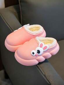 Kids Plush Slippers Autumn/Winter New Style, Children's Cute 3D Dog Design Soft Plush Indoor Home Slippers, Warm Thick Comfortable Sole, Non-Slip Soft Sole, Warm Winter Indoor House Shoes For Boys & Girls, Lightweight Cozy Baby Footwear - Pink - View 5