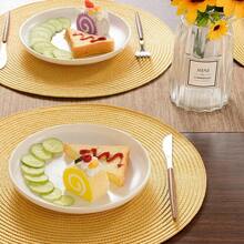 FunWheat Round Braided Placemats Set Of 4 Table Mats For Dining Tables Woven Washable Non-Slip Place Mats 15inch (Yellow, 4pcs),Yellow15inchessetof4 - 黃色15英寸,一組4個 - 查看 8