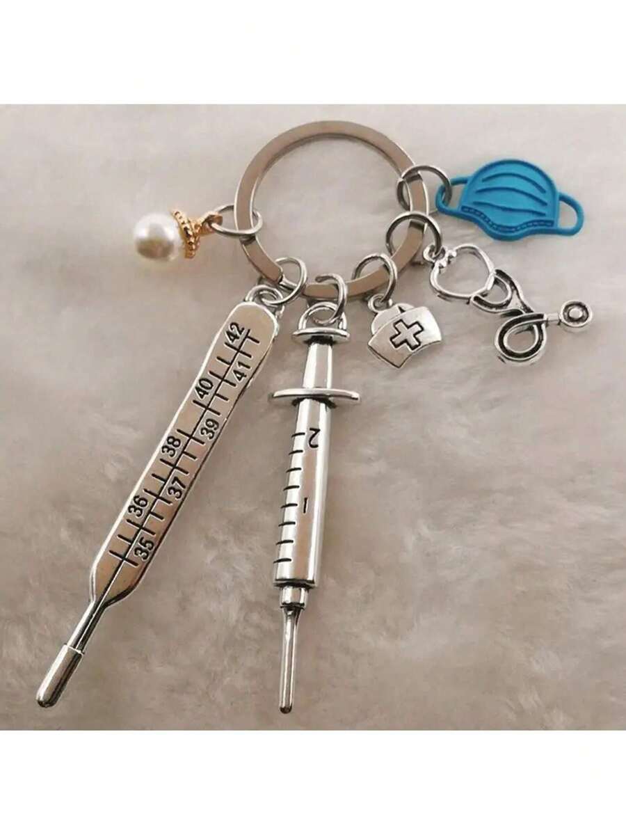 Medical Tools Keychain Set – Stethoscope, Syringe & Mask Keychain, Perfect Nurse Gift, Medical Accessories For Nurses & Healthcare Workers - Black - View 1