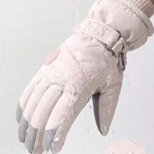 1 Pair Women's Professional Ski Gloves - Thick Fleece Windproof Cold-Proof Outdoor Skiing Warm Gloves, Bicycle Riding Anti-Cold Gloves, Non-Slip Palm, Touchscreen Compatible - 彩色 - 查看 5