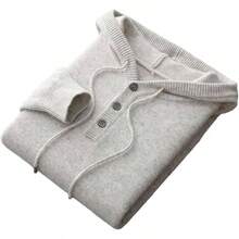Suter casual grueso para hombre, lana merina con capucha, para otoo e invierno - CH + Gris claro9 - Ver 1