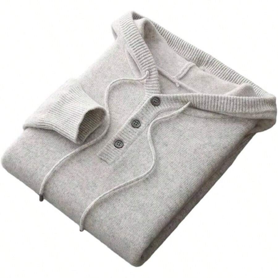 Suter casual grueso para hombre, lana merina con capucha, para otoo e invierno - CH + Gris claro9 - Ver 1