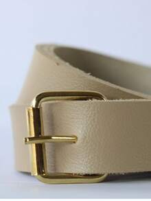 Women's Basic Belt With Simple Square Buckle, Elegant / Plus Size Casual - Beige/Gold - View 2