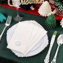 50 Pack Christmas Snowflake Paper Napkins - Cloth-Like Christmas Disposable Hand Towels, Silver Premium Quality Xmas Dinner Napkin For Home Kitchen Table Bathroom Holiday Decor,SilverSnowflake - 銀雪花 - 查看 5