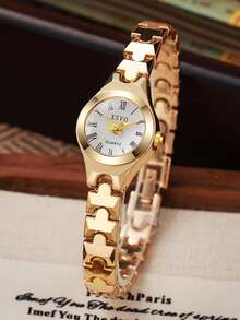 1pc Elegant Oval Dial Bamboo Strap Quartz Women's Watch - Charming Elegant, Versatile Fashion, Brightens Complexion, Suitable For Commuting And Daily Matching, Birthday Gift, Women's Gift, Anniversary Gift, Gift, Year-End Promotion, Cyber Monday Gift, Halloween Promotion And Other Holiday Gifts, No Gift Box Included - White - View 7