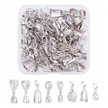 Craftdady 48pcs/Box Pinch Clip Bail Clasps Pendants Silver Connector Bead Hanger Links For Drilled Stone Dangle Charm Jewelry MaFKing, 8 Styles,8Styles - 8種款式 - 查看 1