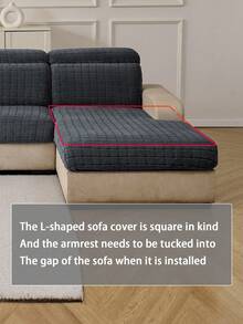 1件加厚保暖提花柔软天鹅绒防滑沙发座垫套，时尚柔软亲肤宠物防抓弹力沙发套，秋冬季防抓沙发裙，适用于L型组合沙发和1/2/3/4座沙发（单独出售） - 深灰色 - 查看 5