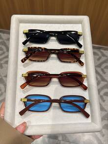 4pcs Women's Small Frame Plastic Rectangular Modern Retro Street Fashion Vacation Style Decorative Glasses Set, Couples Glasses - Multicolor - View 2