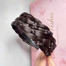 Headband 5 Strands Synthetic Hair Plaited Headband Braid Braided With Teeth Hair Band Beauty Accessory Stretch Braid Headbands Hairpiece For Women (Black Brown-Style 2),Blackbrown-Style2 - 黑棕色-風格2 - 查看 4