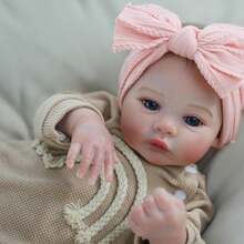 Realistic Reborn Baby Dolls 20 Inch Cloth Body Lifelike Newborn Baby Girl, Real Life Baby Doll With Soft Weighted Body, Real Baby Reborn Gift Set For Kids Age 3+ - 杏色 - 查看 2