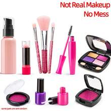 11pcs/Set Realistic Children's Pretend Makeup Toy Set, Including 3pcs Makeup Brushes, 2pcs Nail Polish, 1pc Lotion Bottle, 1pc Lipstick, 1pc 4-Color Eyeshadow, 1pc Square Eyeshadow, 1pc Round Eyeshadow, 1pc Mascara, Suitable For Kids Makeup Play, Simulating Mom's Makeup Scene, Great Birthday Gift For Little Girls - Multicolor - View 11