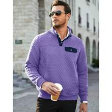 Camisetas de manga corta y cuello redondo para hombre, de algodn, cmodas, suaves - para hombre + G + Z Light Purple - Ver 2