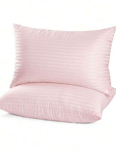 2 Confezioni di Cuscini da letto della collezione hotel, misura 50x70 cm, Cuscini per dormire sui lati e sulla schiena, Super morbidi cuscini imbottiti in seta jacquard a righe con riempimento in silicone