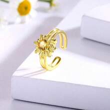 925 Sterling Silver Toe Rings For Women Boho Adjustable Mid Finger Rings Summer Vacation Ocean Beach,Sun - Sun - View 4