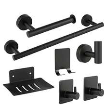 NewTECHVIDA Conjunto de Toallero de Baño de 7 Piezas Acero Inoxidable 304 de Calidad Espesada Accesorios para Mueble o Colgador de Pared Decoración - Cepillado - Ver 2