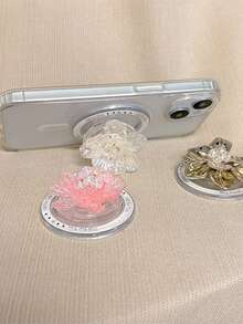 Adjustable Floral Push-Pull 1pc Korean Ins Style Magnetic Flower Expandable Phone Holder Elegant Desk Stand For Watching Videos Spring Gift - Multicolor - View 3