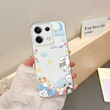 Funda de Teléfono Moon Cat Compatible con Redmi 10, 12C, 13, 14C, A1, A2+, A3, Note 8, 9, 10, 11S, 12, 13, 14 Pro+,  10T, 11 Lite, 13T, 14, 14T Pro, Poco C61, C65, C75, M4 Pro, M5S, M6, X3, X4, GT, X5, X6, X7 Pro, F3, F4, F5, F6 Pro Funda Protectora de TPU Transparente a Prueba de Golpes de Cobertura Completa, Creativa y a la Moda - Colores mixtos - Ver 4