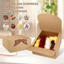 15 PCS Cajas de Regalo con Tapa, Caja de Regalo de Papel con Cinta, Caja de Propuesta de Dama de Honor para Boda, Embalaje, Regalo, Cumpleaños, Cupcake (, M(20 * 20 * 10cm))(caqui M(20*20*10cm)) - Multicolor - Ver 3