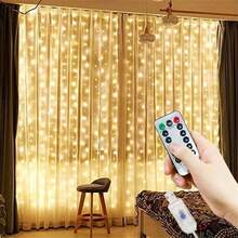 闪亮LED灯串，浪漫氛围灯，适用于情人节、童话般的室内灯串、卧室、家居装饰灯、婚礼派对、生日、斋月、开斋节等场合。 - USB窗簾燈串 - 查看 6