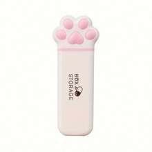 1个创意迷你猫爪印收纳盒，带3个隔层 - 便携式药盒、首饰盒和小物件收纳盒 - 耐用塑料材质，小巧设计，猫爪印盖，粉色，适合旅行、居家、办公 - 时尚实用