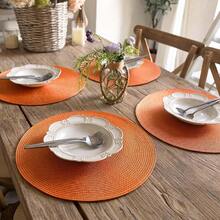 FunWheat Round Braided Placemats Set Of 6 Table Mats For Dining Tables Woven Washable Non-Slip Place Mats 15 Inch(Orange, 6pcs),Orange15inchessetof6 - Orange15inchessetof6 - View 9