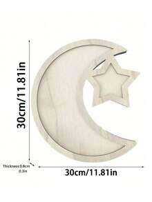 1pc Of Wooden Tray Moon Star Design Wooden Star Design, Suitable For Decorating Home Party Decoration For Home, Celebrations Decorating Central Banquet Table For Fruit And Candy Decorating, Dinner Dishes Decorating Party Decoration, Ramadan Eid Mubarak Ramadan Kareem Ahlan Ramadan Salam - Multicolor - View 4