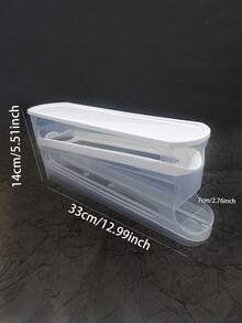 双层透明冰箱鸡蛋收纳架，30格大容量自动滚动式鸡蛋分发器，保鲜防撞储物盒，PP材质，厨房餐桌鸡蛋架，新年情人节圣诞节装饰，复活节派对，日常厨房收纳，方便取用，鸡蛋托盘 - 彩色 - 查看 3