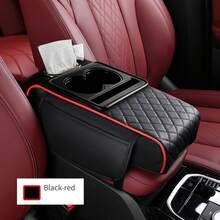 Organizador de Caja de Pañuelos para Coche, Caja de Almacenamiento de Consola, Caja de Reposabrazos, Cojín de Consola, Caja de Aumento de Altura de Consola y Consolas de Piso, Caja de Almacenamiento de Teléfono de Consola, Caja de Reposabrazos para Coche - carmesí - Ver 8