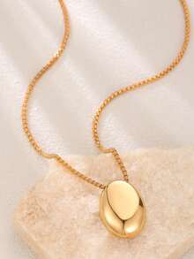 1 chiếc vòng cổ mặt hình giọt nước hình bầu dục bất đối xứng hình học tối giản, dây chuyền xương đòn thời trang sang trọng nhẹ nhàng, phù hợp cho các bữa tiệc, hẹn hò, đi làm, sự kiện kinh doanh của phụ nữ. - Mặt dây chuyền vàng không đều - Xem 2