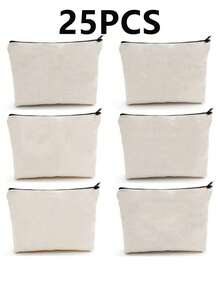 25件/套 10件-1件 DIY空白布袋、旅行洗漱包、画袋、帆布化妆包、绘画包、儿童包、工作、学校、旅行铅笔盒、实用 - 米色 - 查看 12