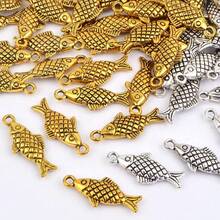 100pcs Alloy Ocean Fish Pendant Charms  Style Sea Animal Fishing Pendants Craft Supplies For DIY Necklace Bracelet Earrings Jewelry MaFKing, 2 Colors,Fish - 魚 - 查看 5