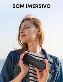 Soundcore Anker 2 Bocina Bluetooth Potente, batería de 24 Horas, protección contra el Agua IPX7, Graves enormes con Dos Controladores de Graves - Negro+Azul - Ver 1