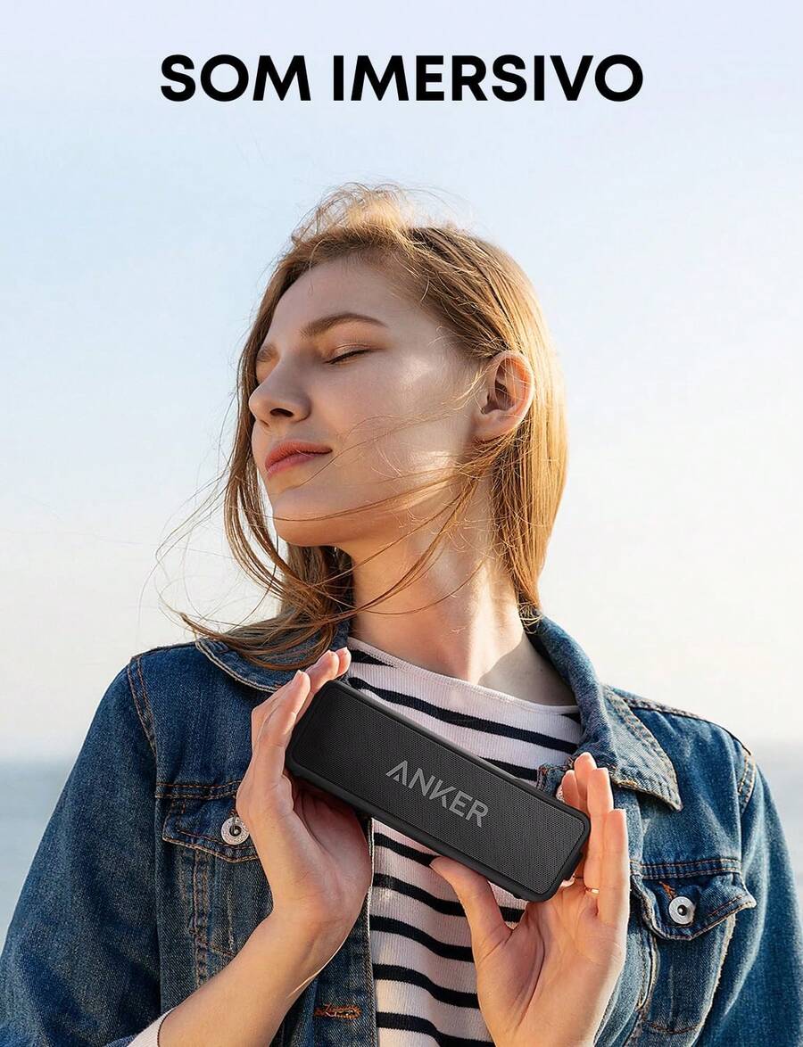 Soundcore Anker 2 Bocina Bluetooth Potente, batería de 24 Horas, protección contra el Agua IPX7, Graves enormes con Dos Controladores de Graves - Negro+Azul - Ver 1