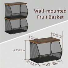 GILLAS 2 Juegos Cesta de Fruta de Metal, Cesta de Frutas y Verduras de Pared con Parte Superior, Cesta de Almacenamiento de Frutas y Verduras de Cocina, para Cebollas, Patatas, Verduras(default) - Multicolor - Ver 3