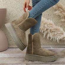 Women's Western Style Faux Fur Lined Snow Boots, Outdoor Winter - Green - View 6