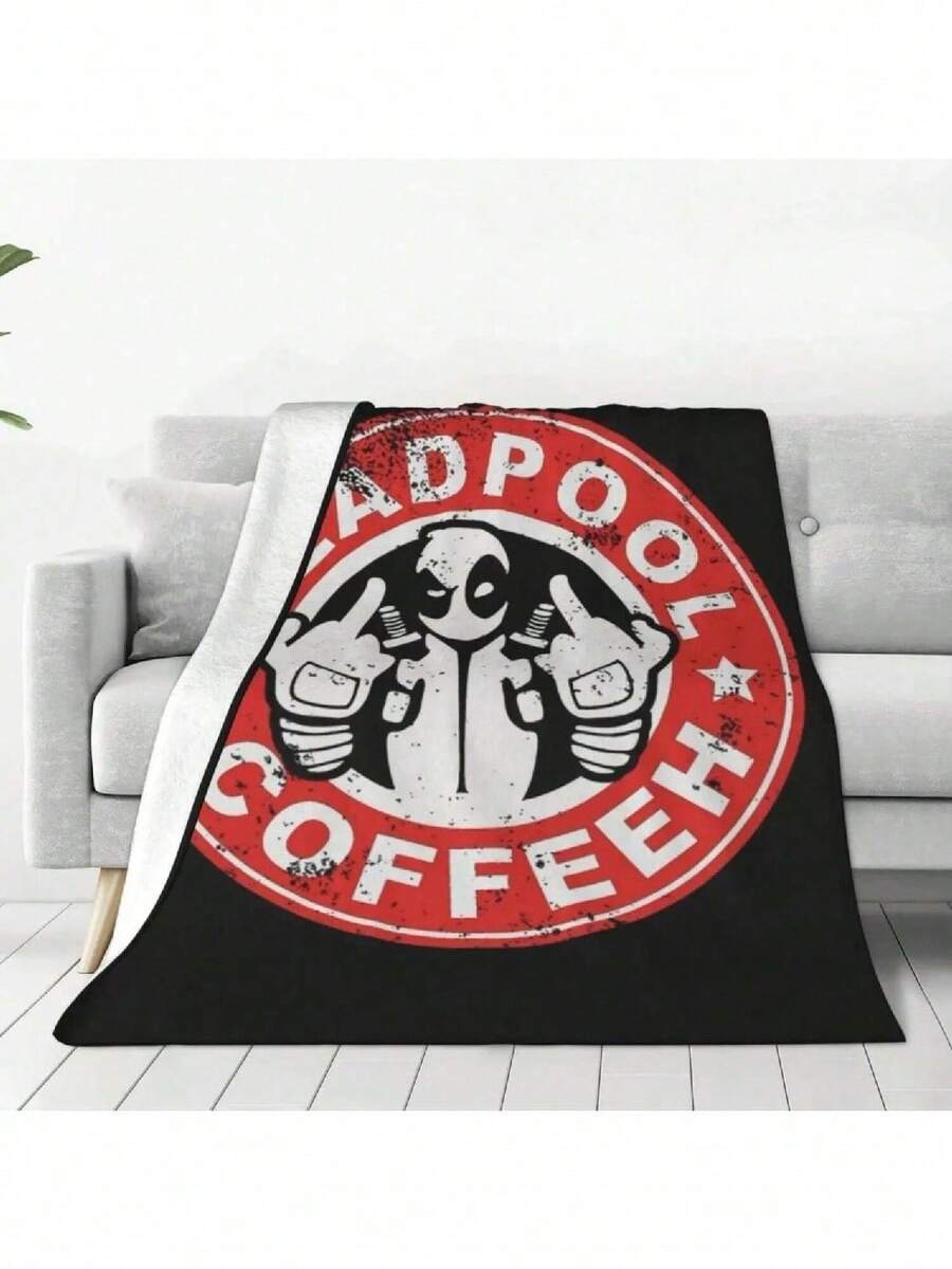 3D Printed Deadpool Coffeeh Blankets Breathable Soft Flannel Winter Throw Blanket For Couch Car Bedroom - 黑色 - 查看 1