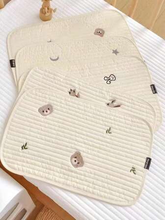 1pc Newborn Baby Cloud Pillow Thin Quilted Pillow Pad, Baby Anti-Spit Milk Pillow Mat 25*35cm
