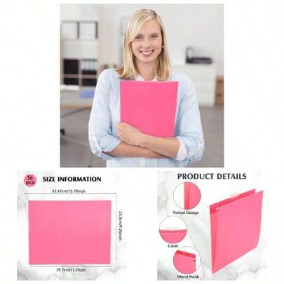 36 Pcs 12.8x 9.3 Inch Hanging File Folders Reinforced Hanging Folders Letter Size File Organizer With Labels Expanding File Folders Office File StoragePink